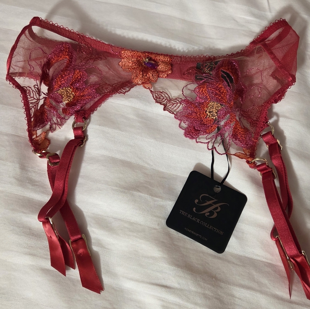 Honey Birdette Christine Red Suspender Size Small